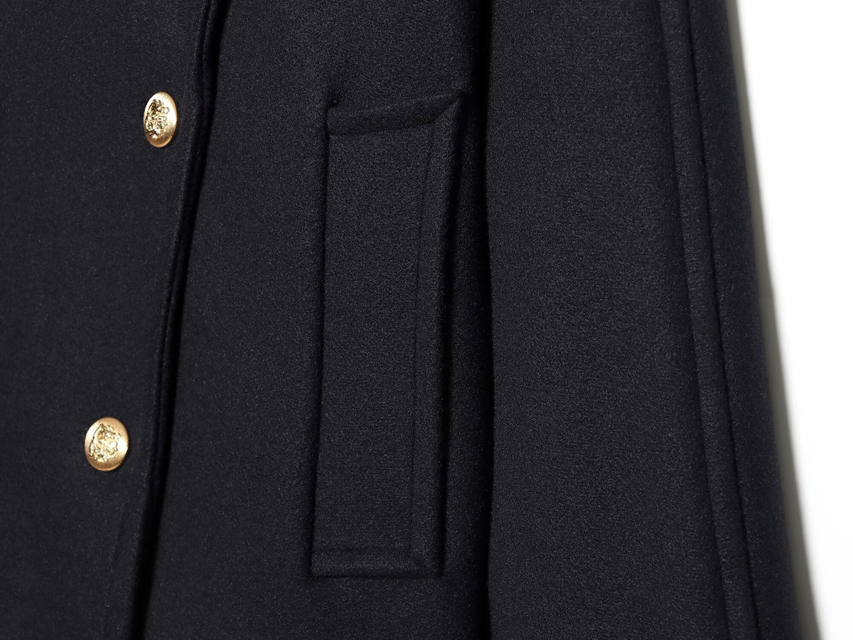 Women's short double breasted woolen blend coat