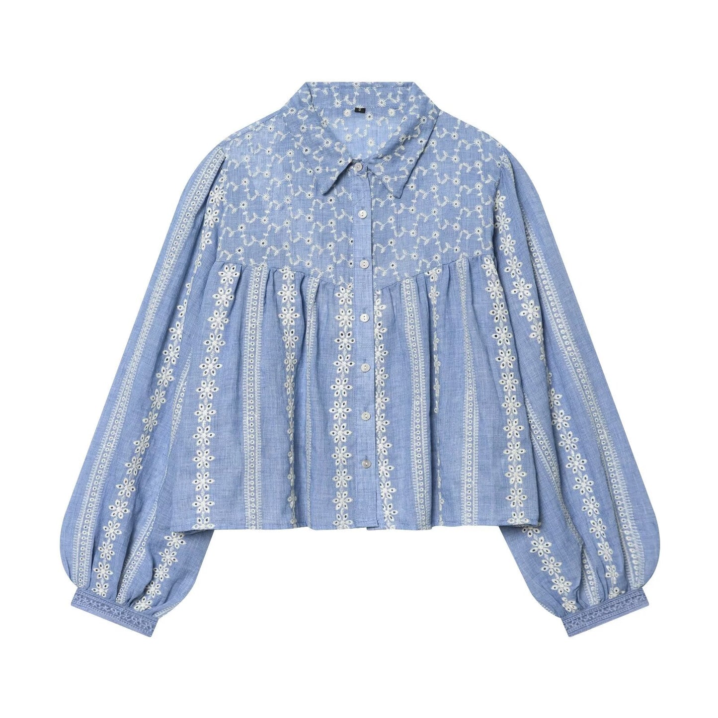 Women's short hollowed out embroidered shirt