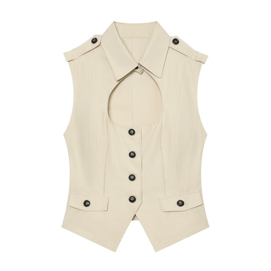 Women's open design windbreaker fabric top