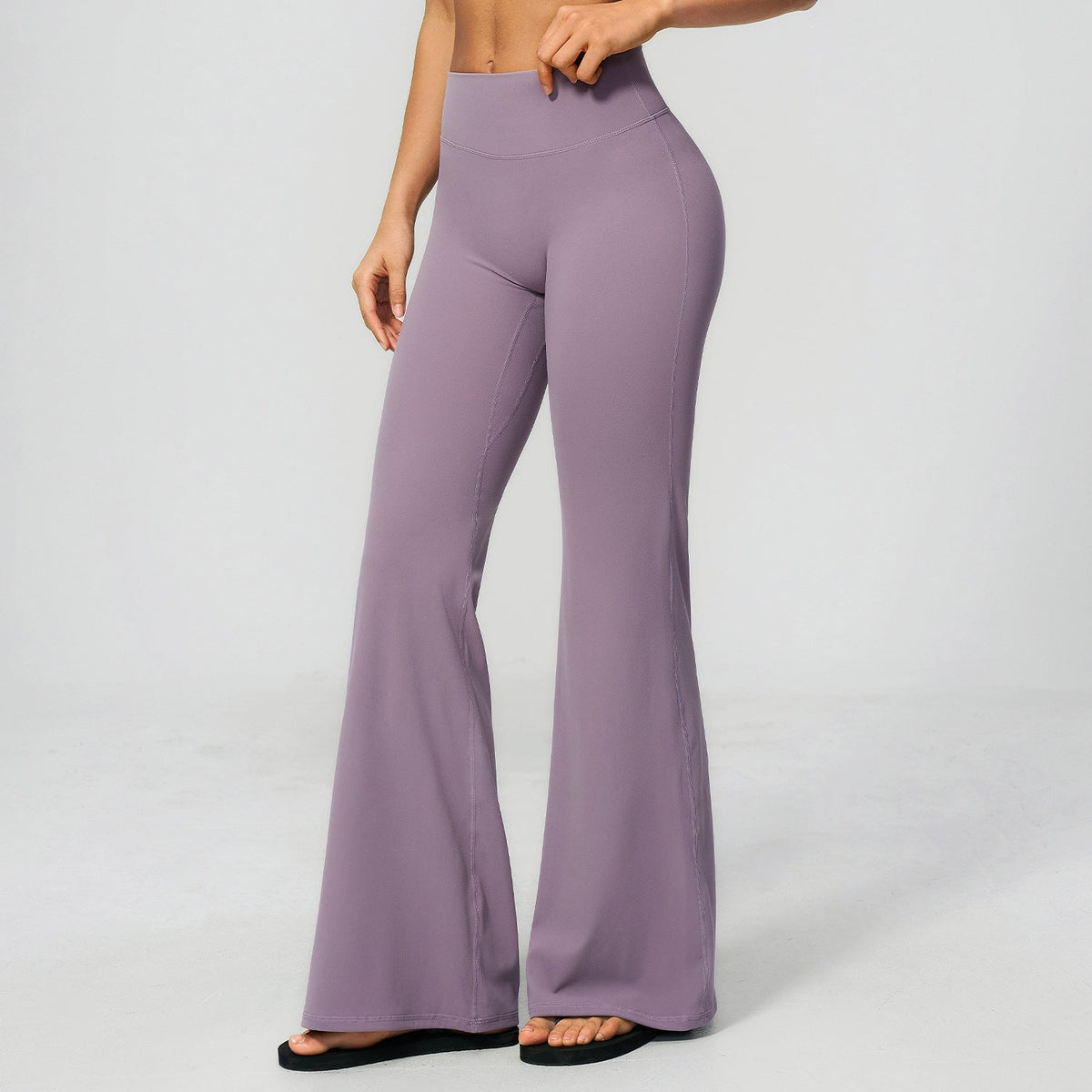 Women's new sanding yoga pants abdomen hip running fitness bell bottoms.