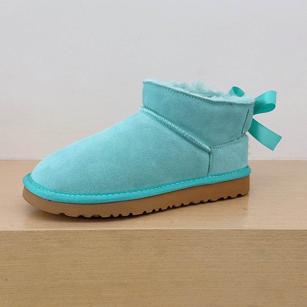 Women's new Joker Ribbon Bow Design Short Snow Boots
