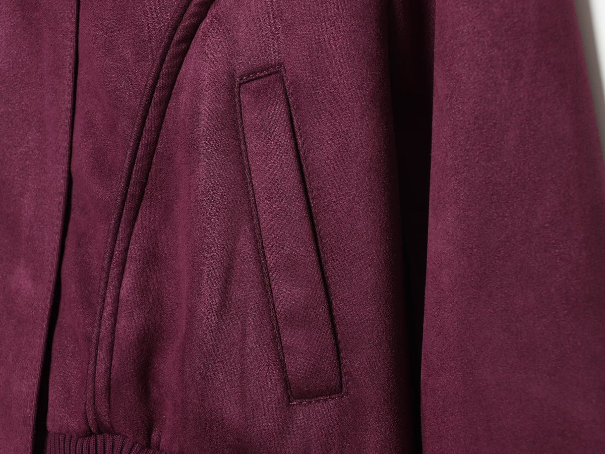 Women's Anti suede effect short stand collar Coat