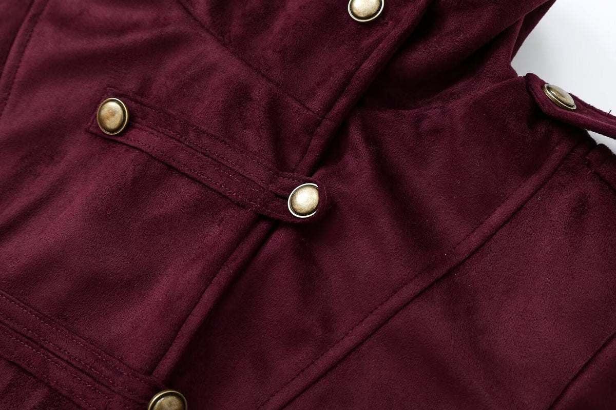 Women's rope knot effect Anti suede leather jacket Coat