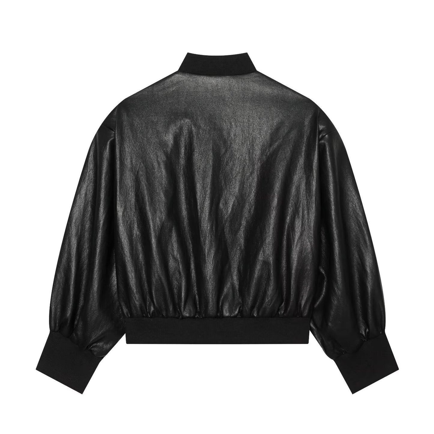Women's leather effect short pilot jacket Coat