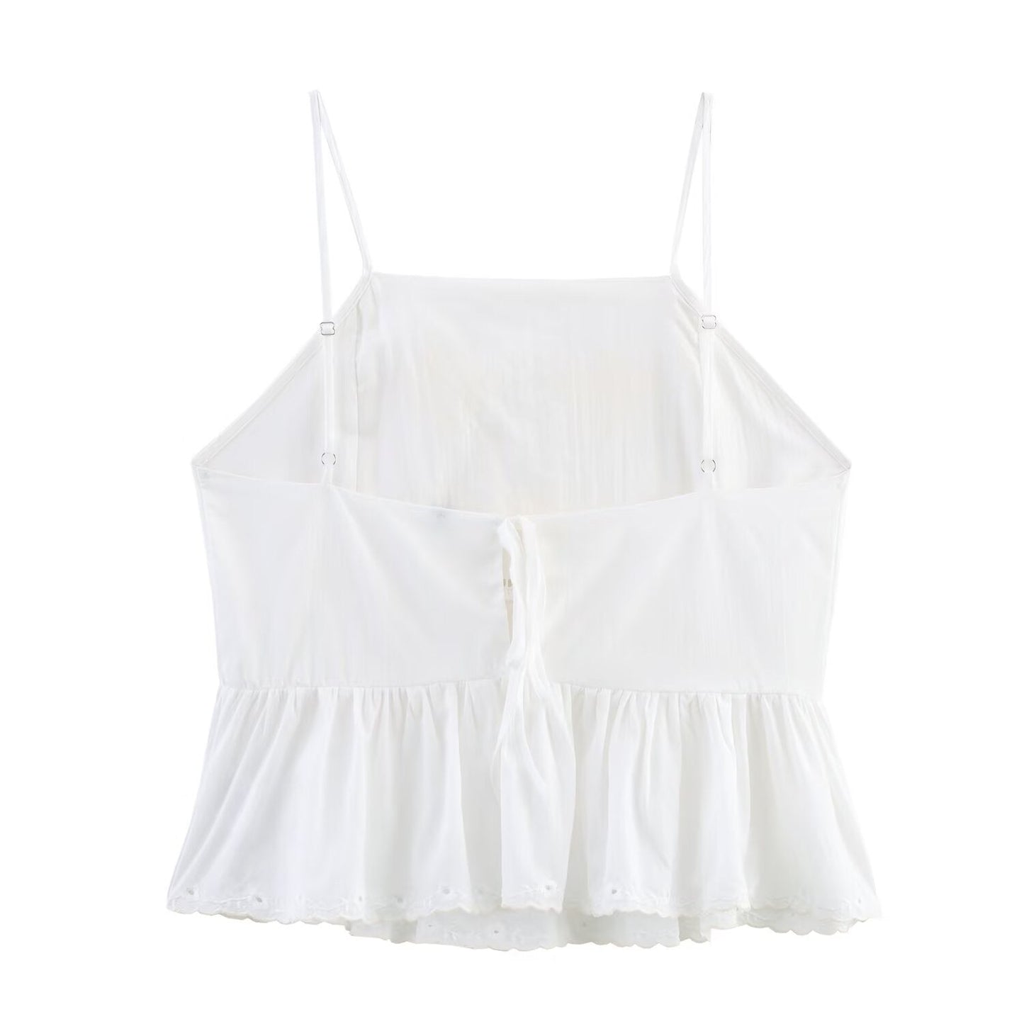 Women's summer Fashion lace up design flower embroidery suspender top