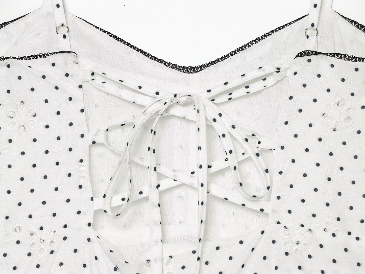 Women's hollowed out embroidered polka dot MIDI dress