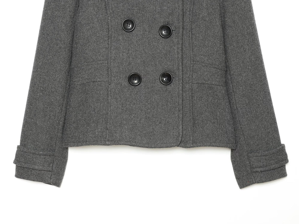 Women's standing collar double breasted woolen blend coat