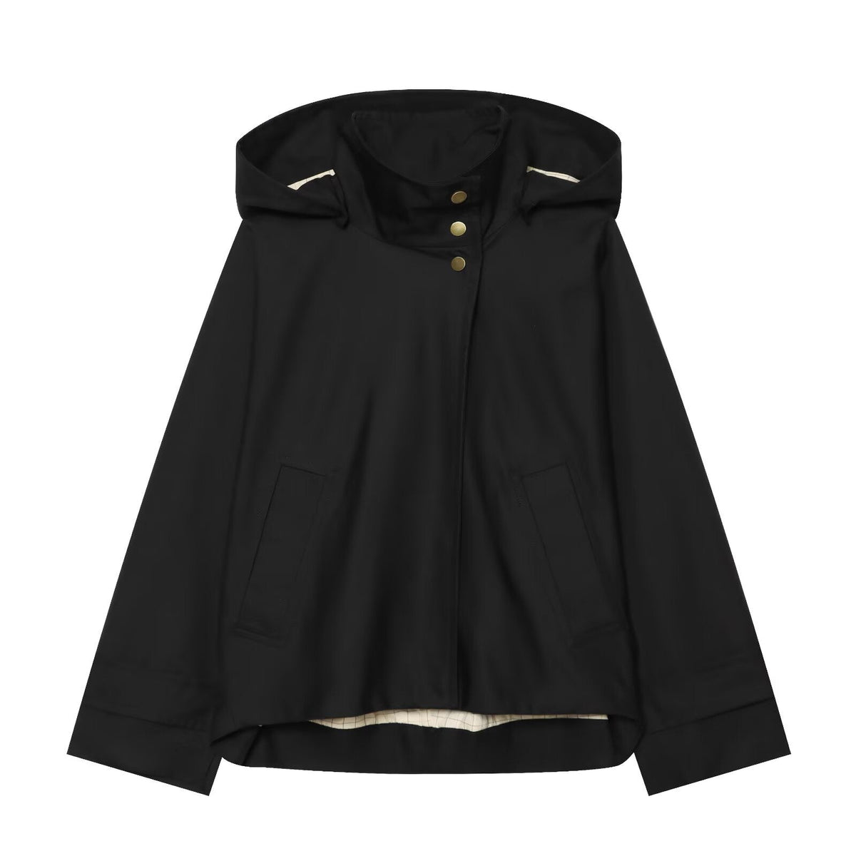 Women's long sleeved stand collar hooded jacket Coat
