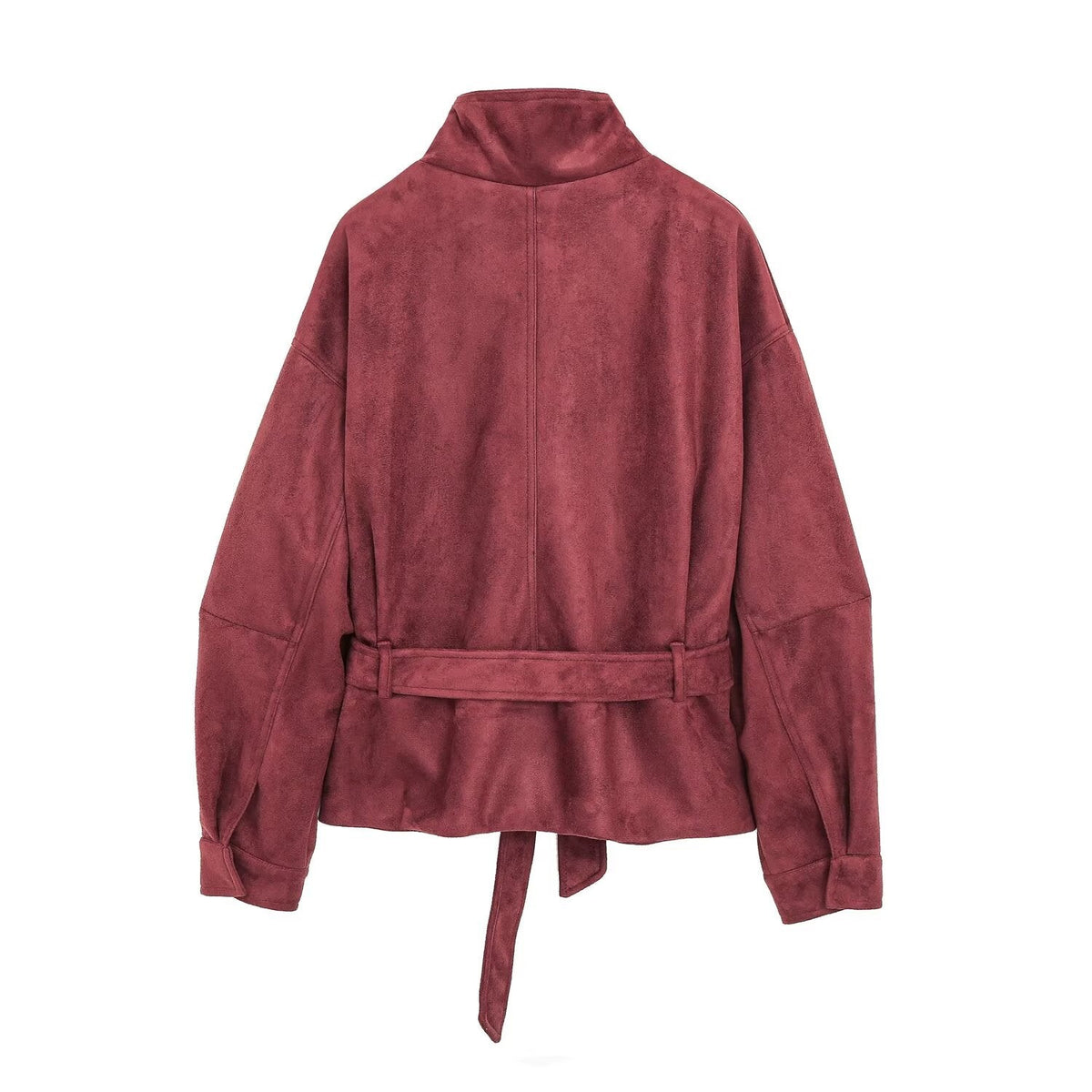 Women's with belt Anti suede leather effect jacket Coat
