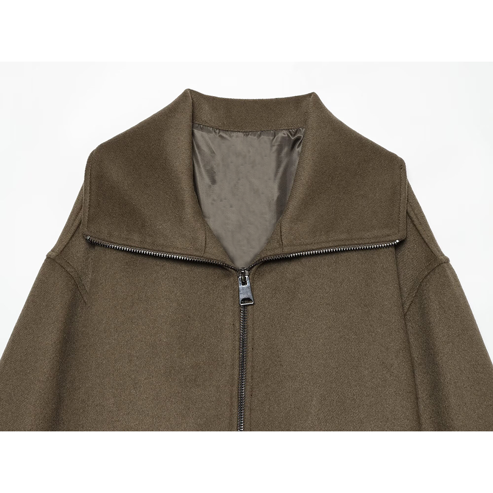 Women's Lapel straight casual wool blend Coat