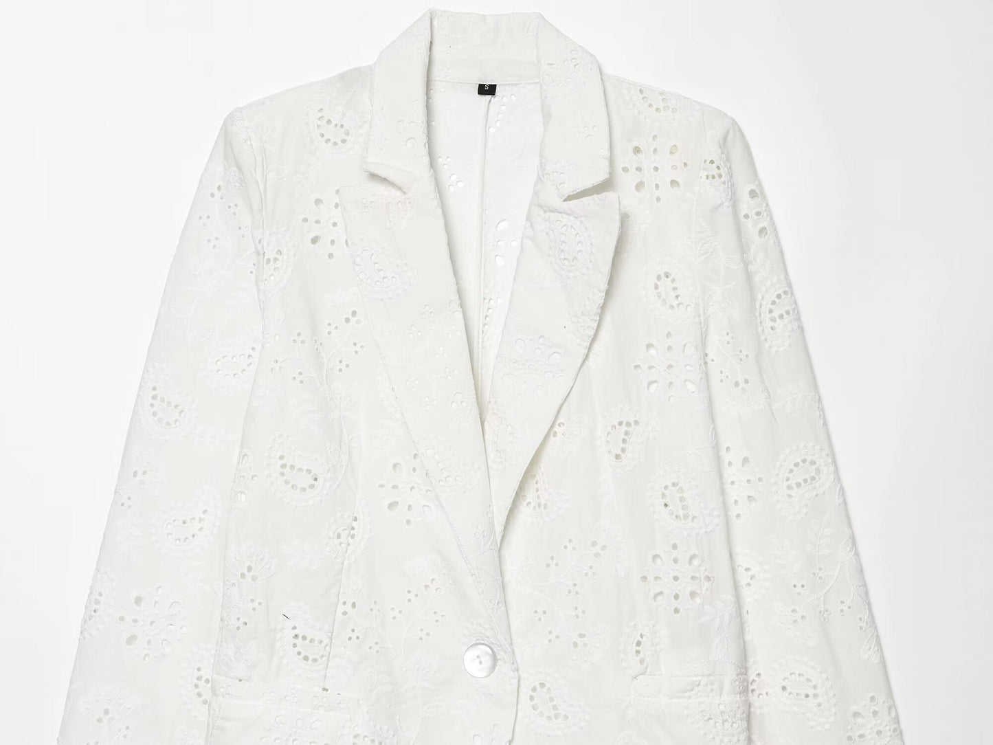 suit Women's 2 pieces with shoulder pads embroidered Blazer Coat+Shorts