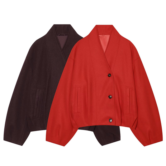 Women's standing collar single breasted jacket Coat