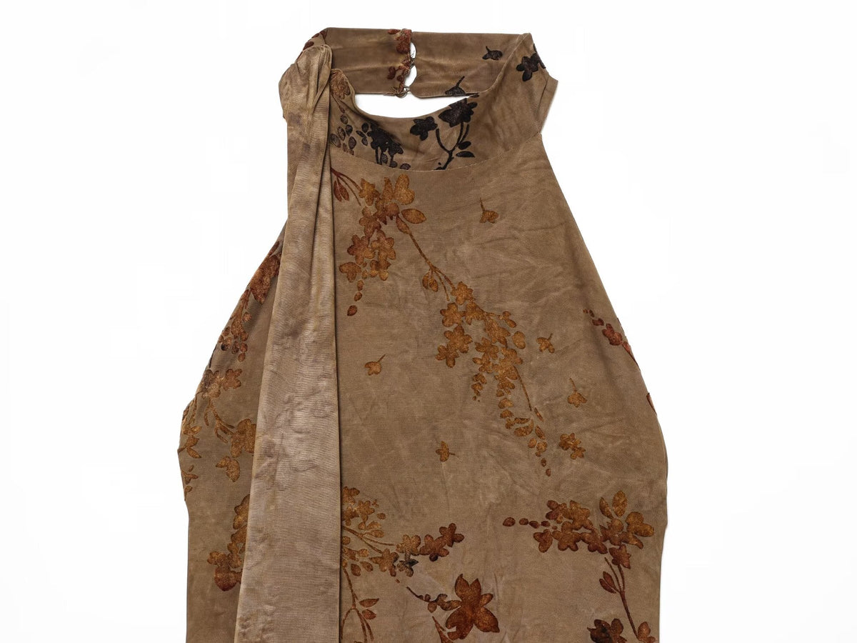Women's scarf decoration flocked hanging neck dress