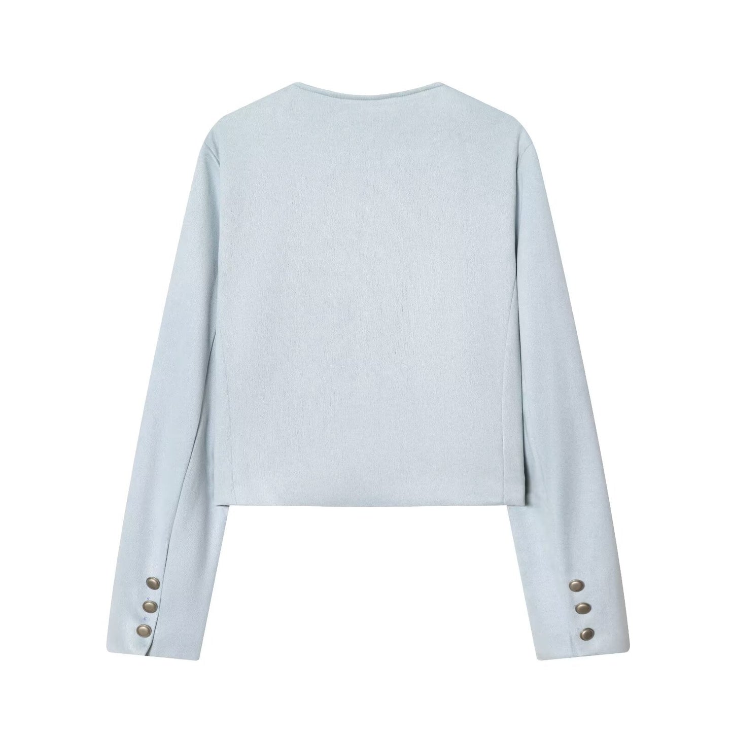 Women's suede texture short O Neck Coat