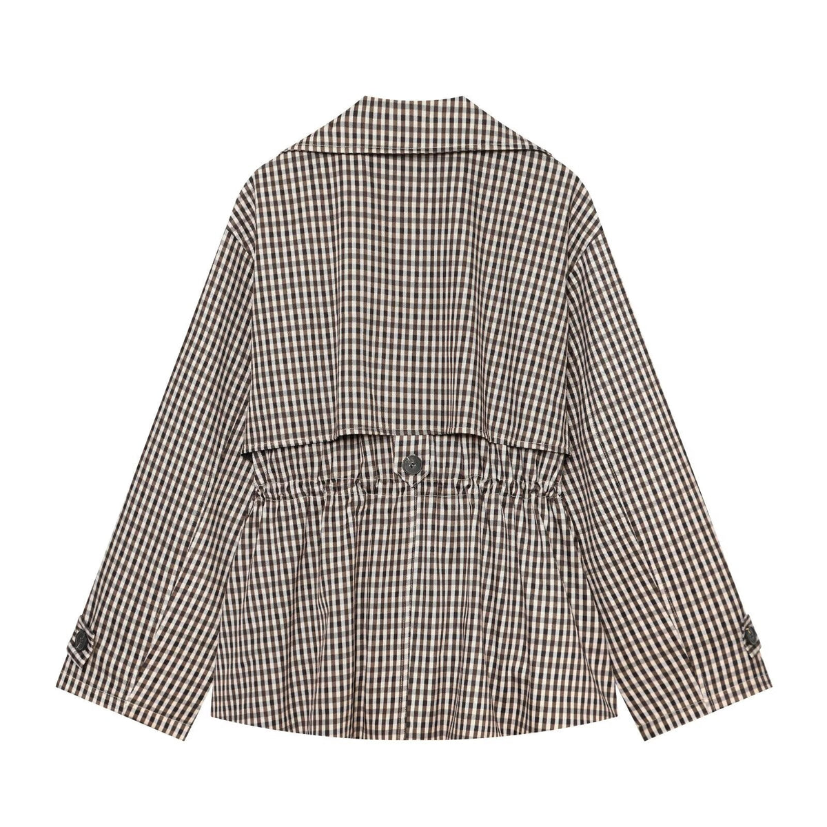 Women's with drawstring plaid windbreaker Coat
