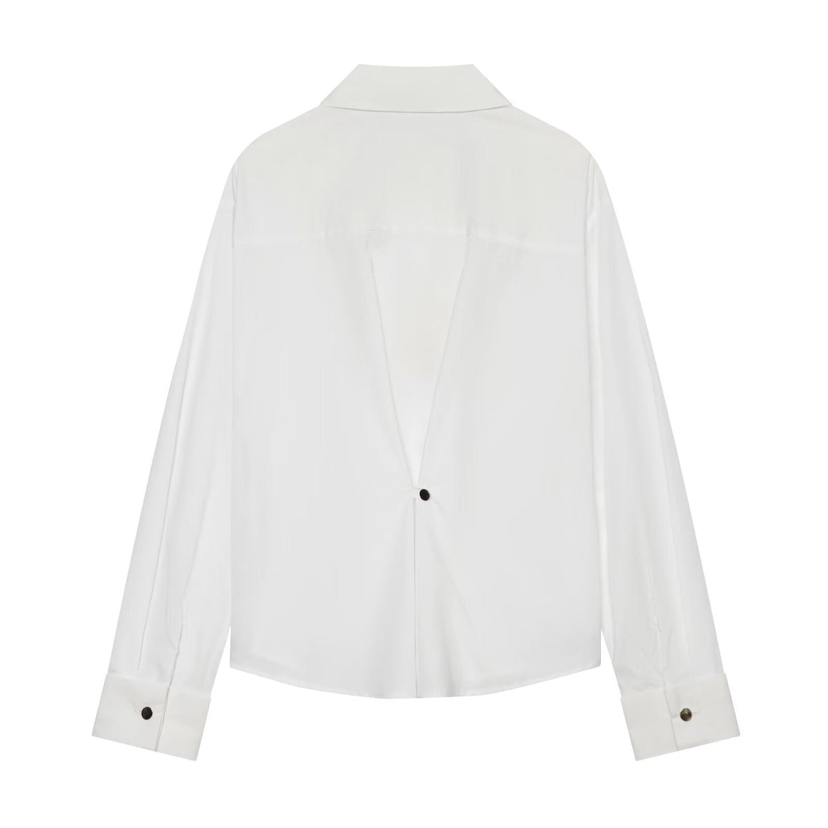 Women's pleated rolled edge sleeve lapel shirt