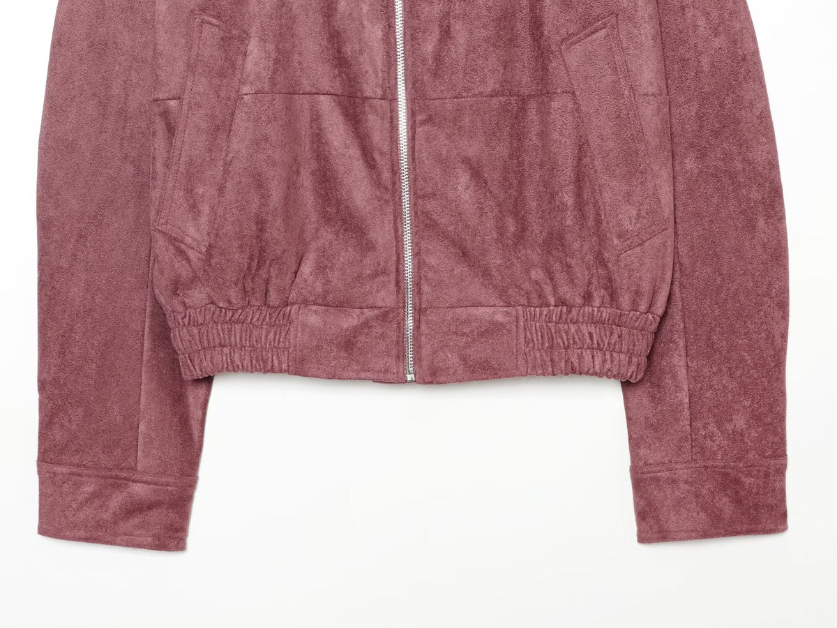 Women's standing collar leather effect pilot jacket Coat