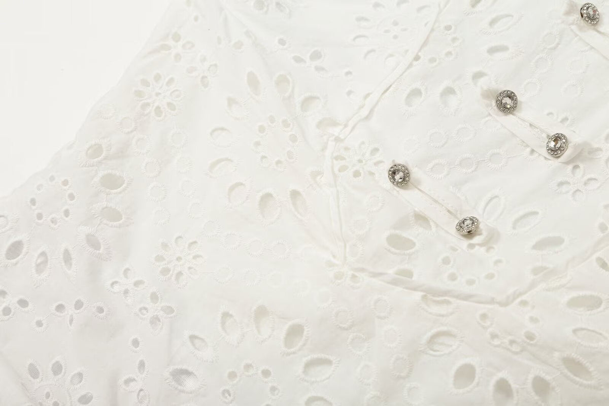 Women's hollowed out embroidered patchwork dress