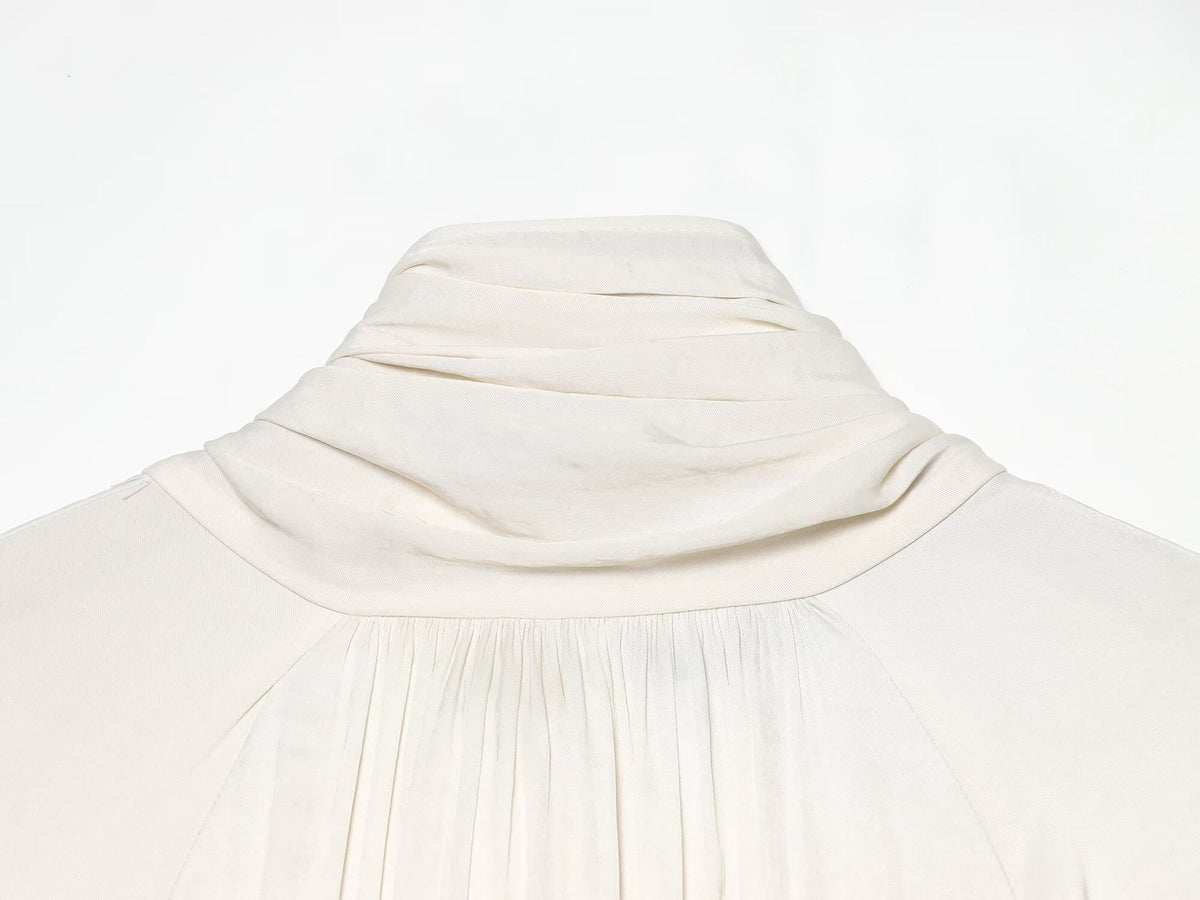 Women's bow decoration casual draped shirt