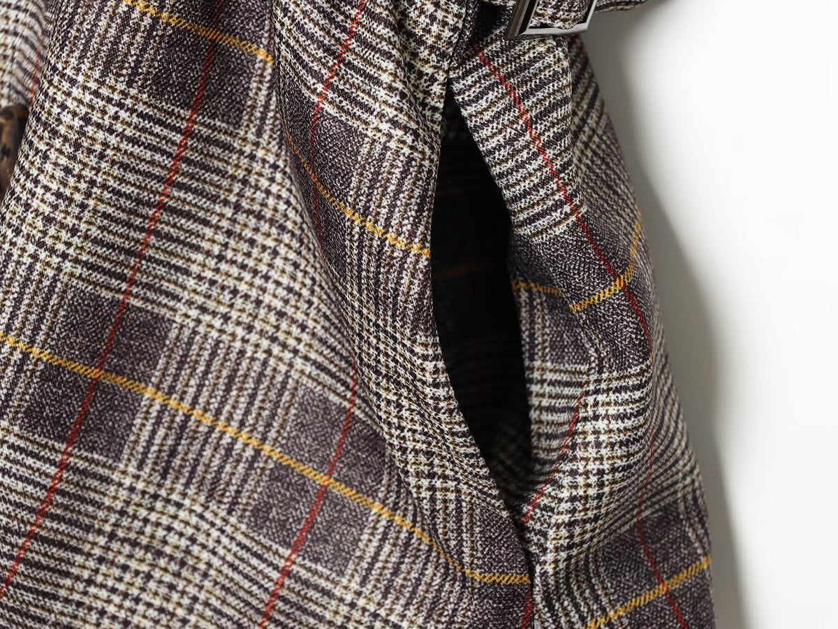 Women's straps decorative checkered Blazer Coat