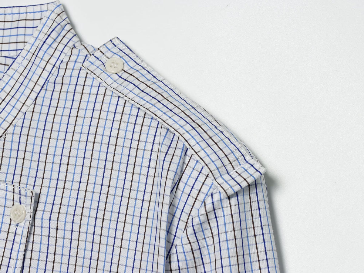 Women's with shoulder pads casual plaid shirt