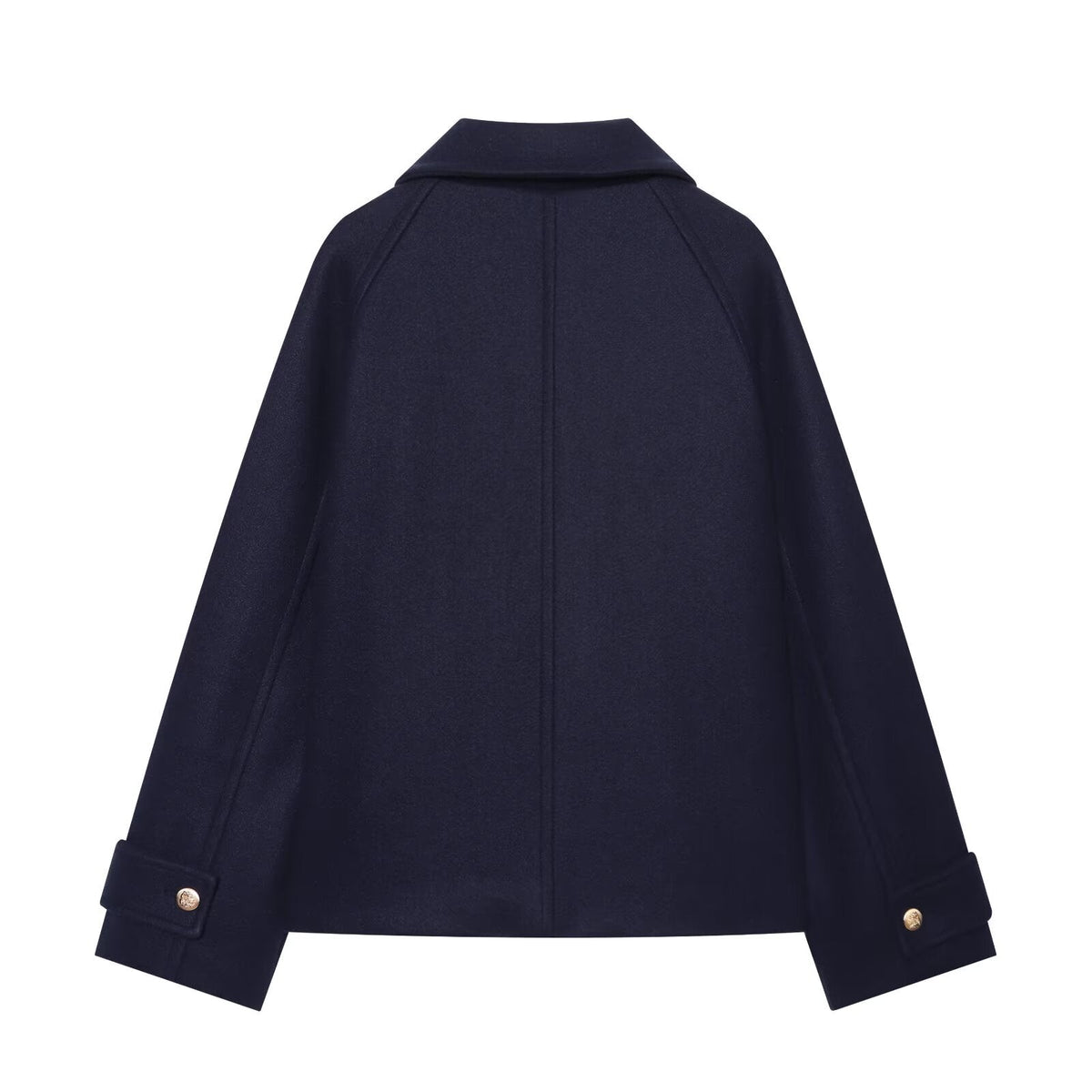 Women's short double breasted woolen blend coat