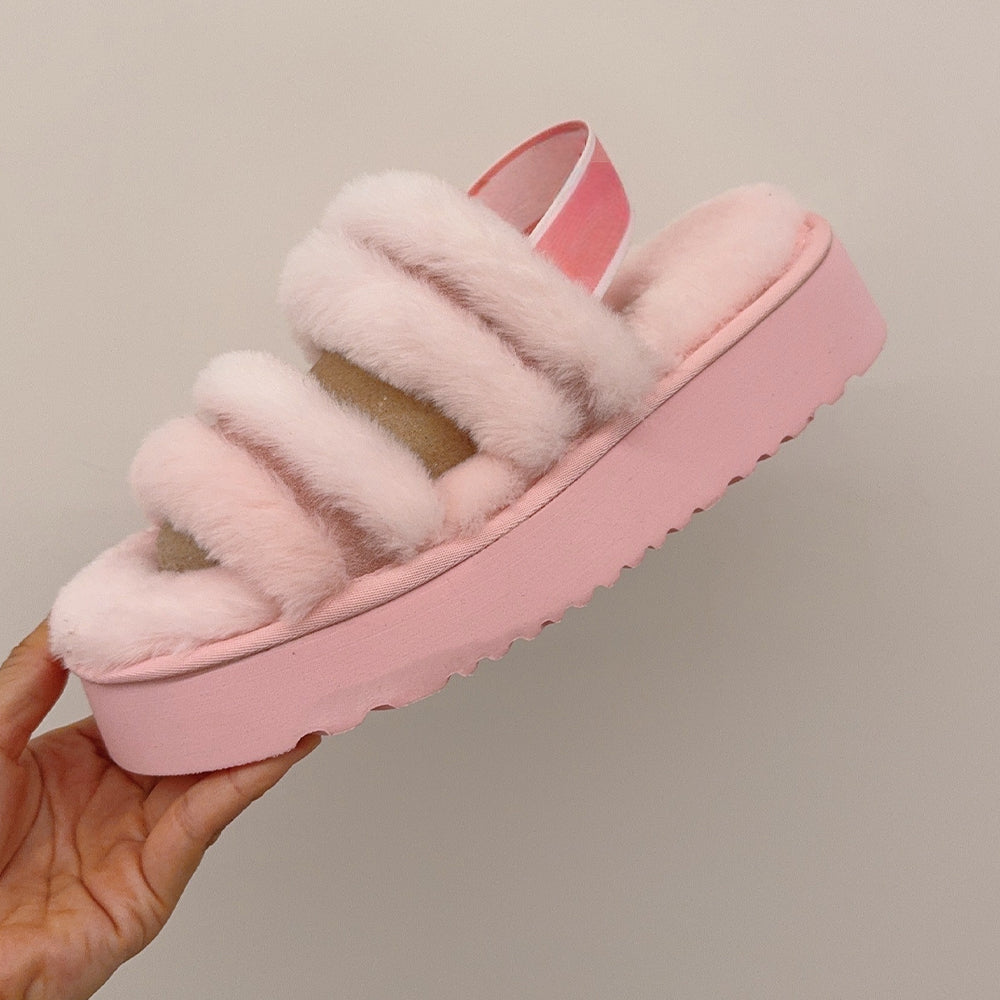 Women's new Joker platform elastic belt sandals.