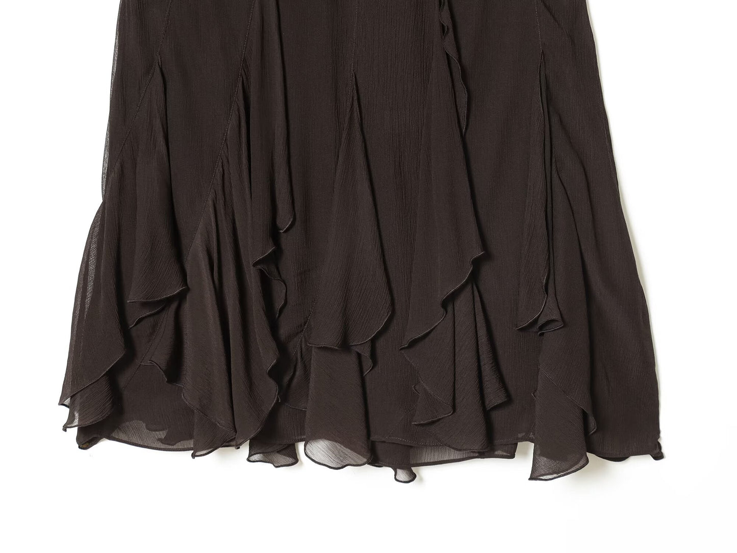 Women's asymmetrical ruffle edge draped mini skirt