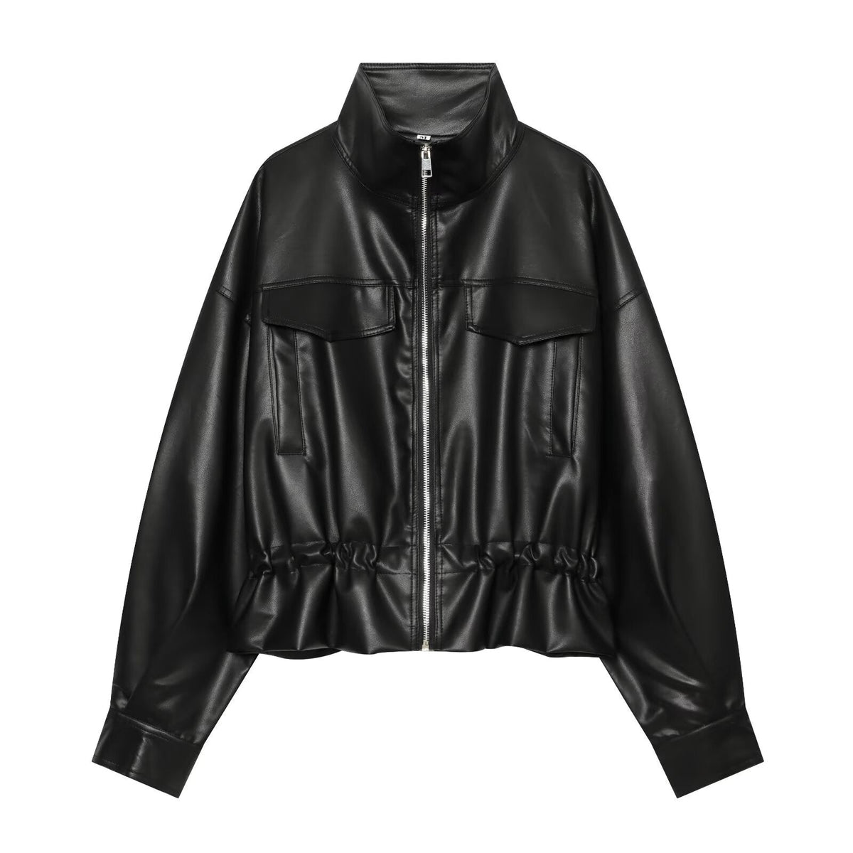 Women's leather effect adjustable waist jacket Coat