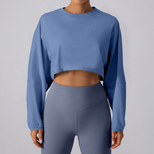 Women's New Fashion Joker T-shirt Sports Short Bottoming Shirt Yoga Running Loose Long-sleeved Shirt