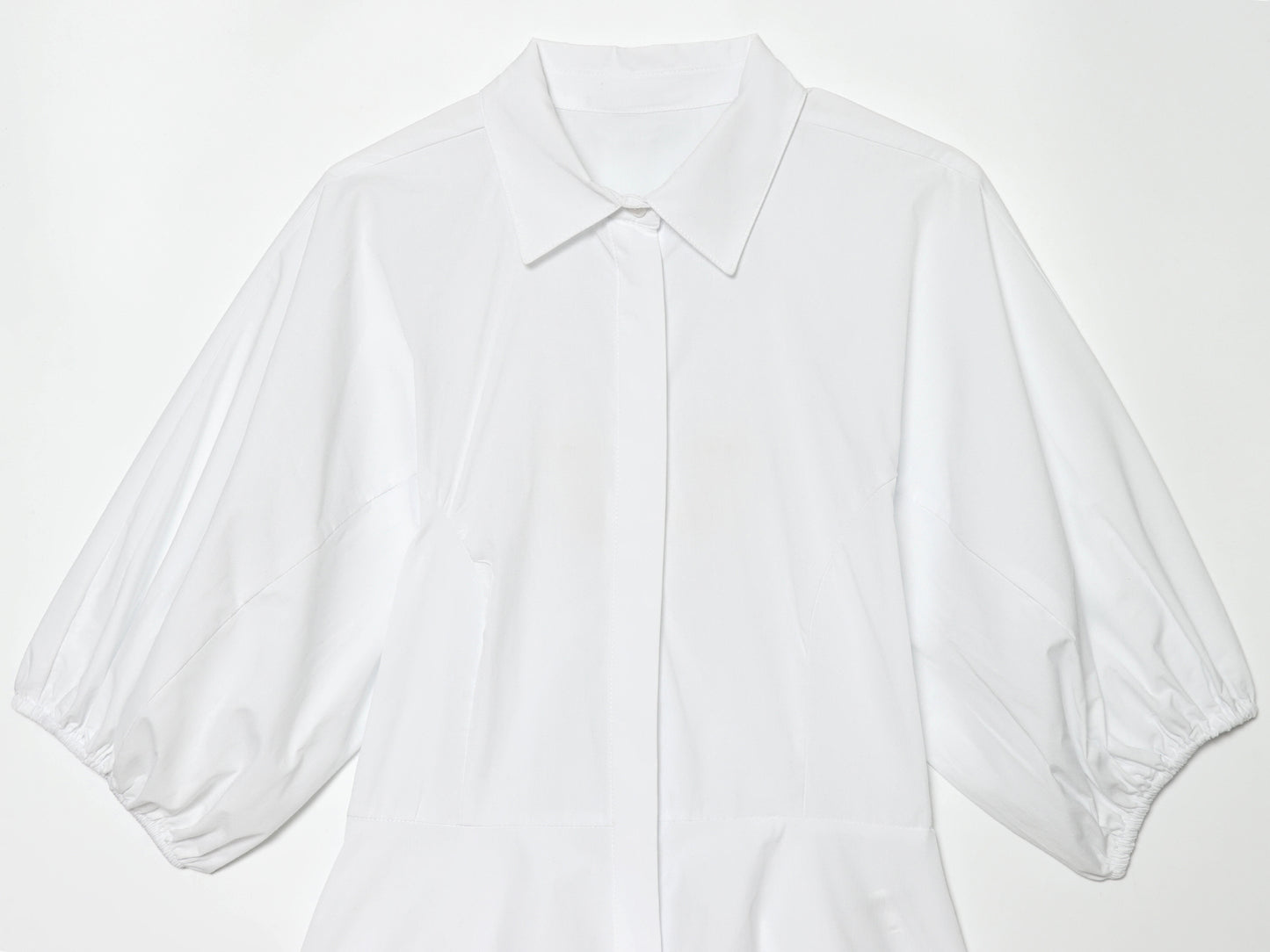 Women's skirt style hem bubble sleeve shirt