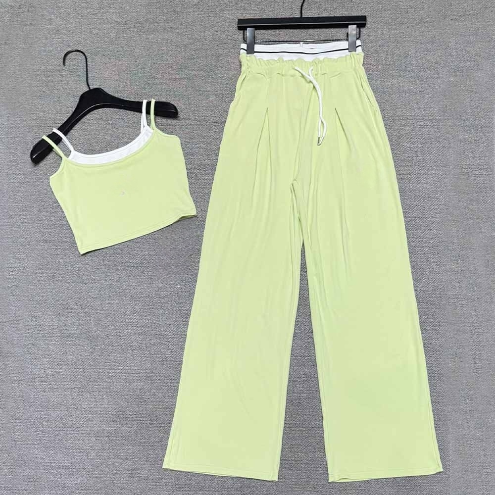 Women's new fashion casual Joker sling+wide-leg pants suit