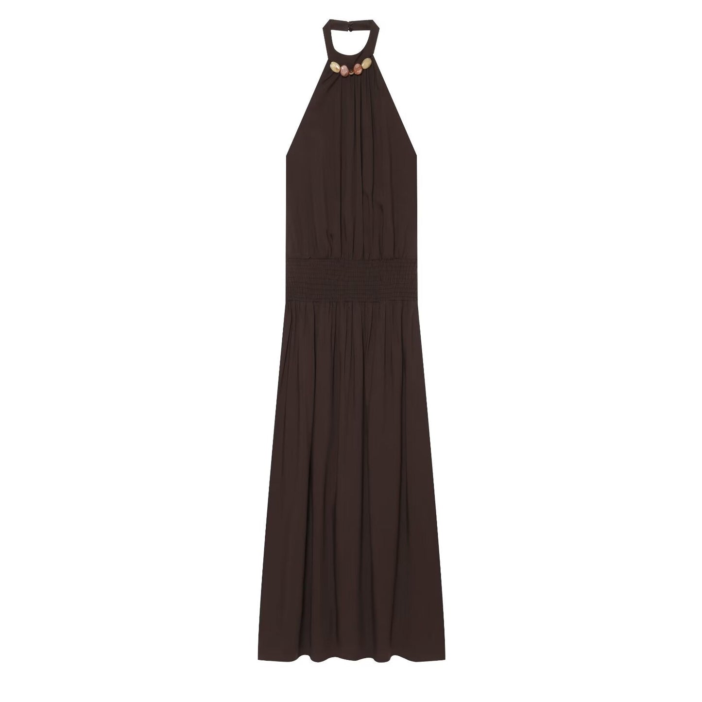Women's beaded decorative halter neck dress