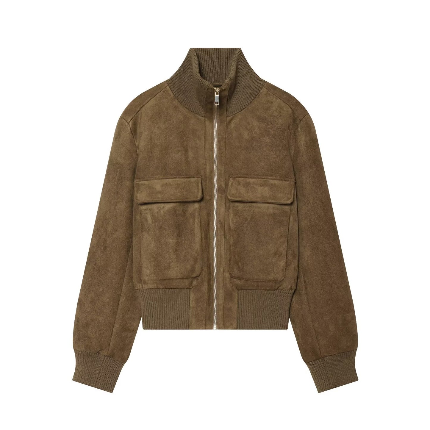 Women's suede texture short pilot jacket Coat