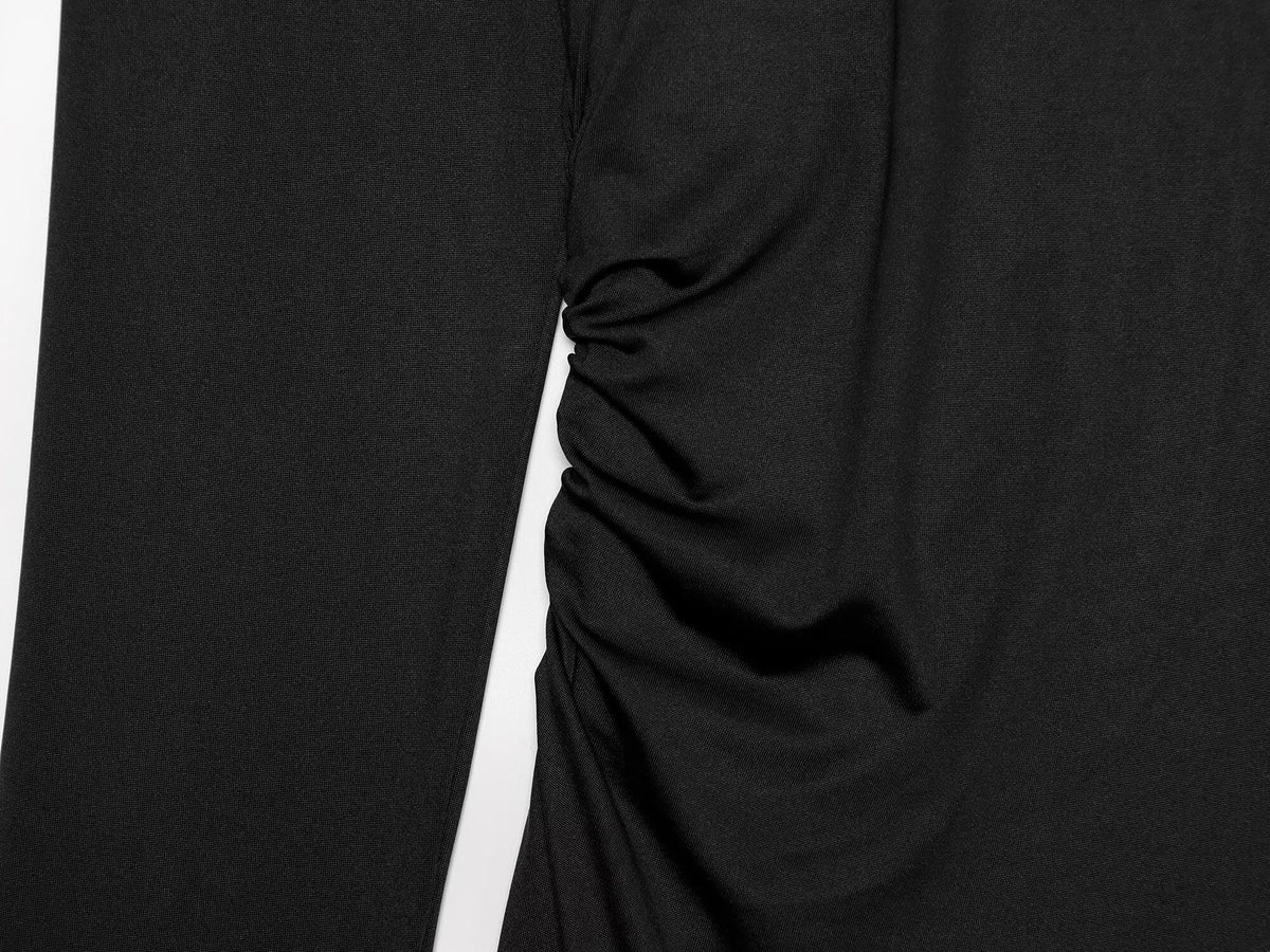 Women's with shoulder pads slim pleated MIDI dress