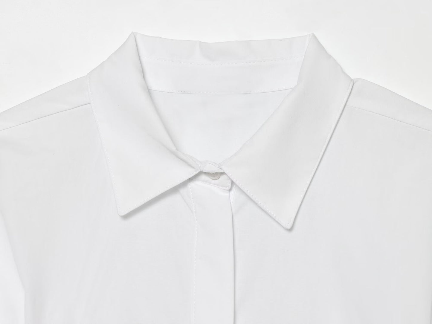 Women's skirt style hem bubble sleeve shirt