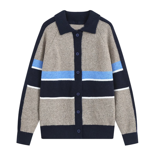 Women's striped knitted polo shirt Coat