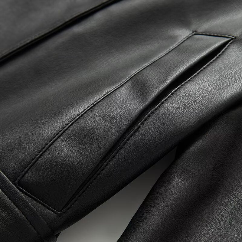 Women's with belt faux leather windbreaker Coat