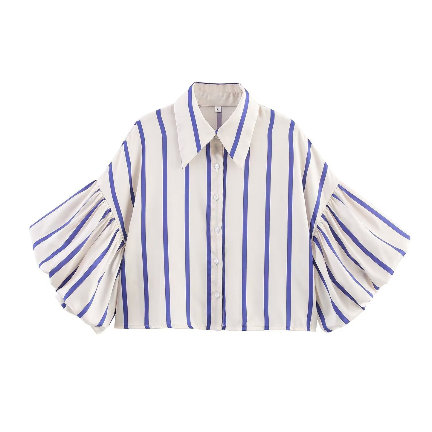 2026 Women's loose bubble sleeve printed shirt
