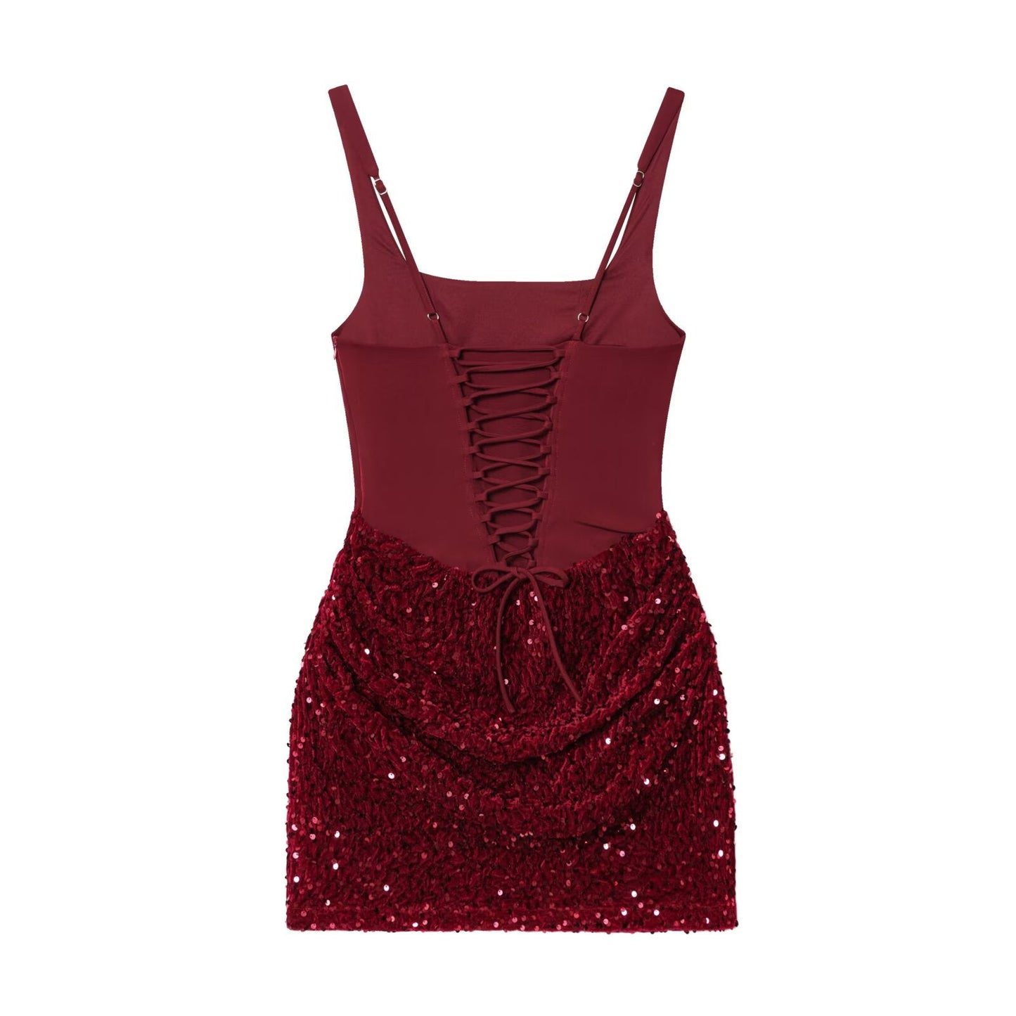 Women's sequin wrapped hip suspender mini dress