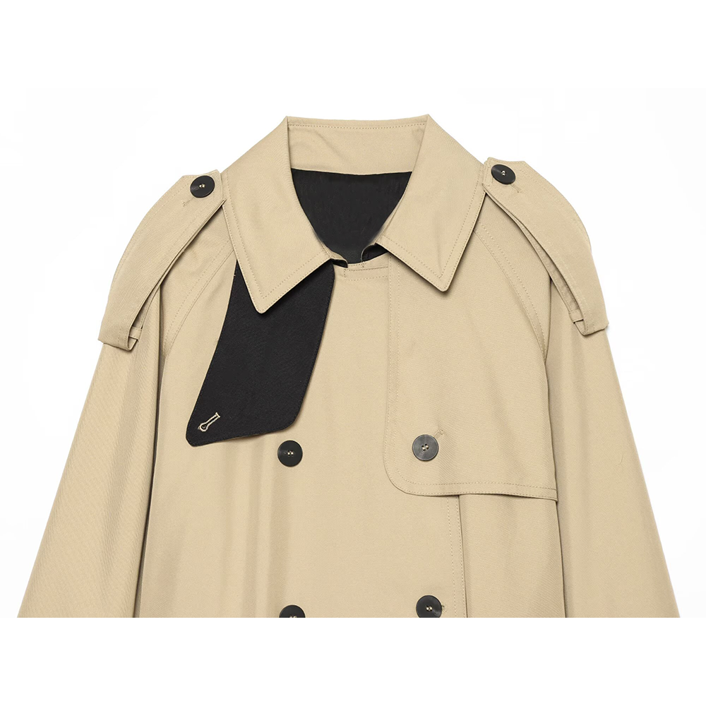 Women's loose long style double breasted windbreaker Coat