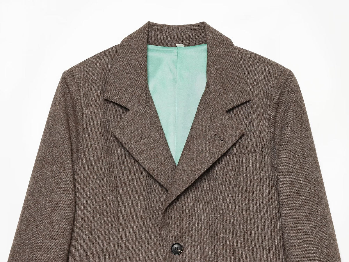 Women's flip cover decoration wool blend Blazer Coat