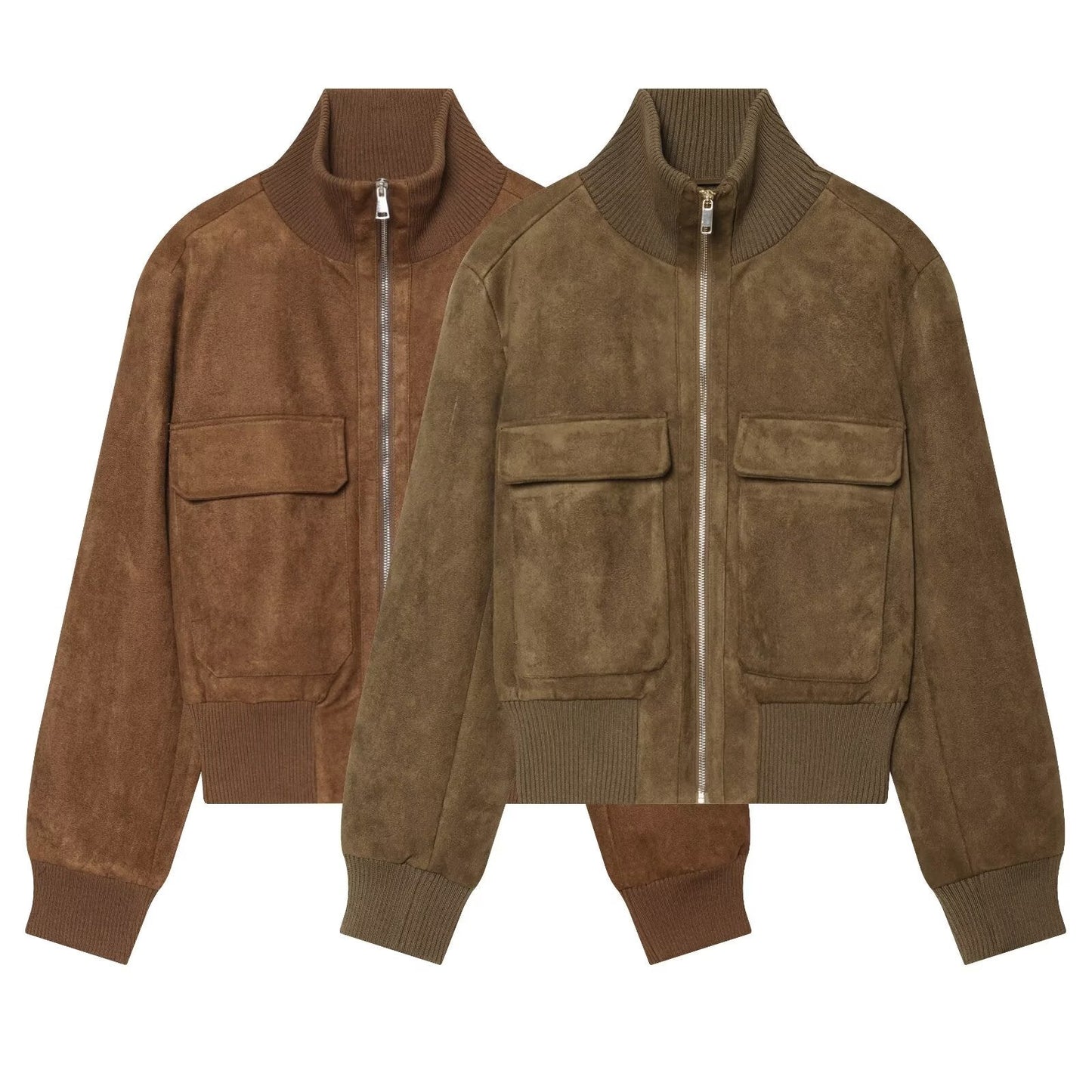 Women's suede texture short pilot jacket Coat