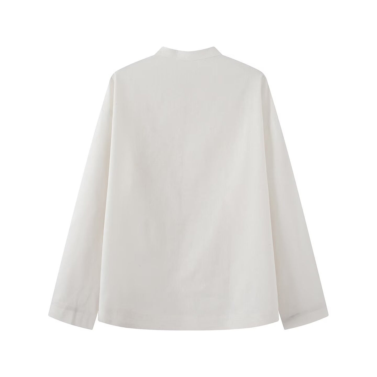 Women's rope knot buckle loose linen blended shirt