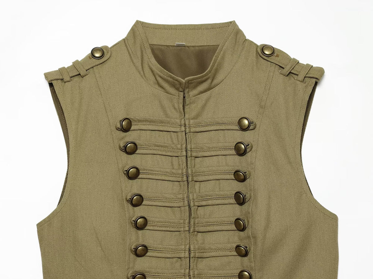 suit Women's 2 pieces button decoration short cotton vest+shorts