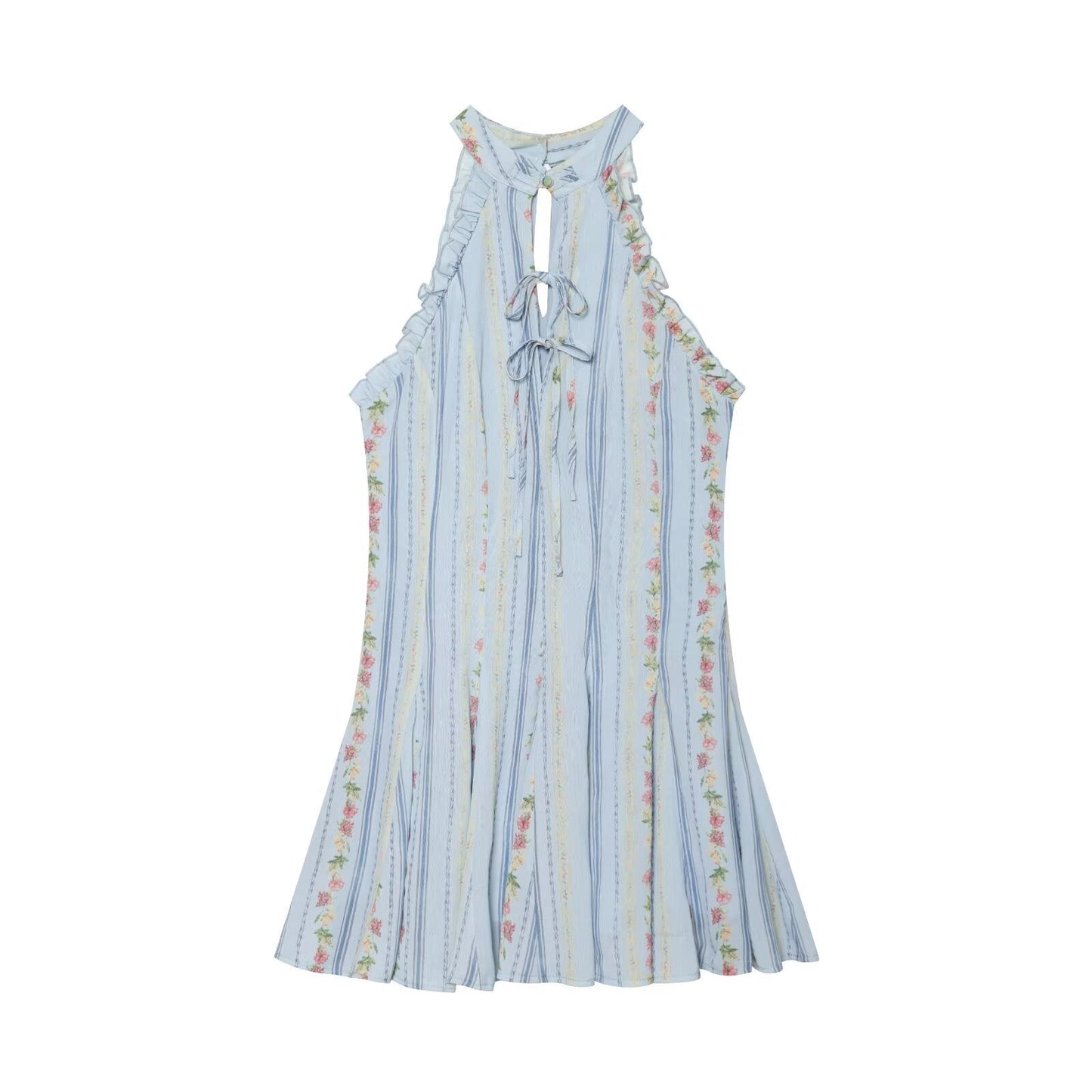 Women's floral print Halter neck mini dress