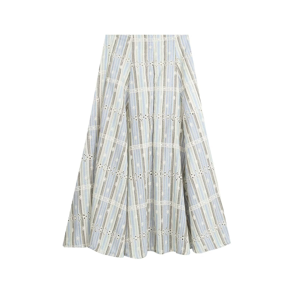 suit Women's 2 pieces sleeveless striped embroidered top+skirt