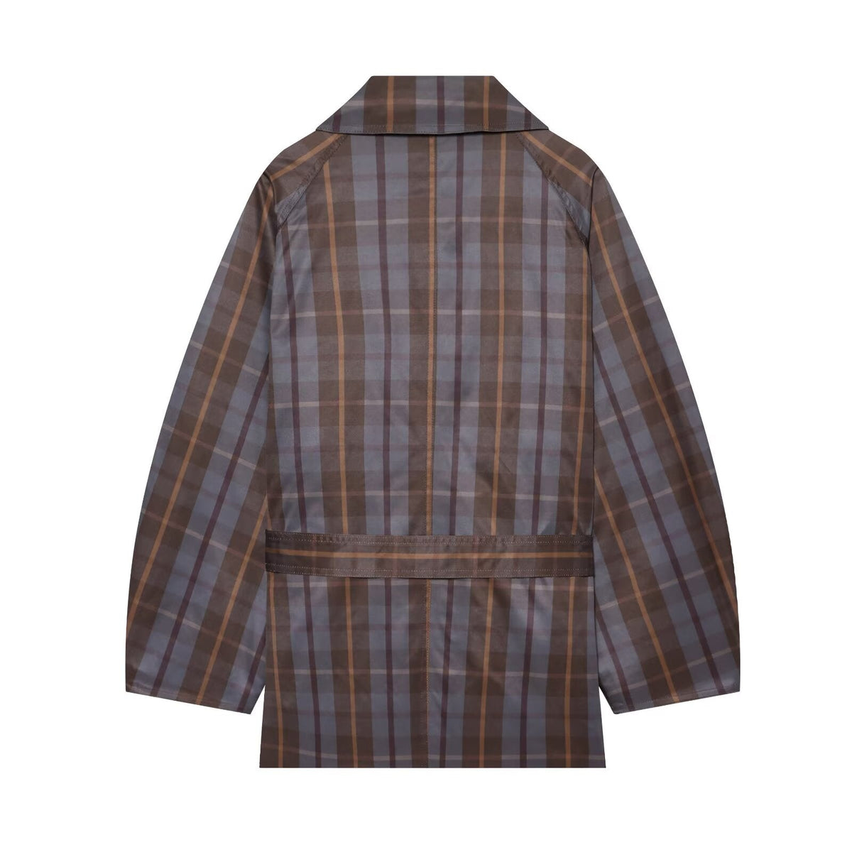 Women's with belt loose plaid trench Coat