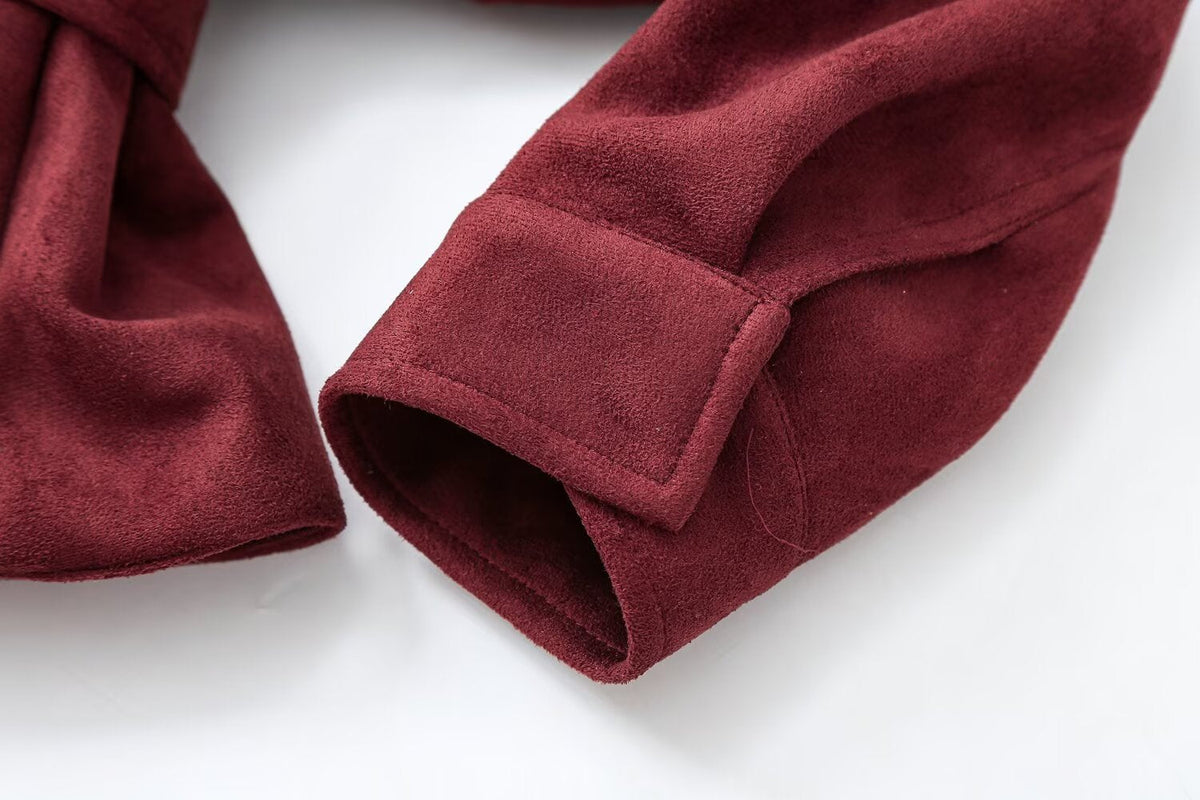Women's with belt Anti suede leather effect jacket Coat