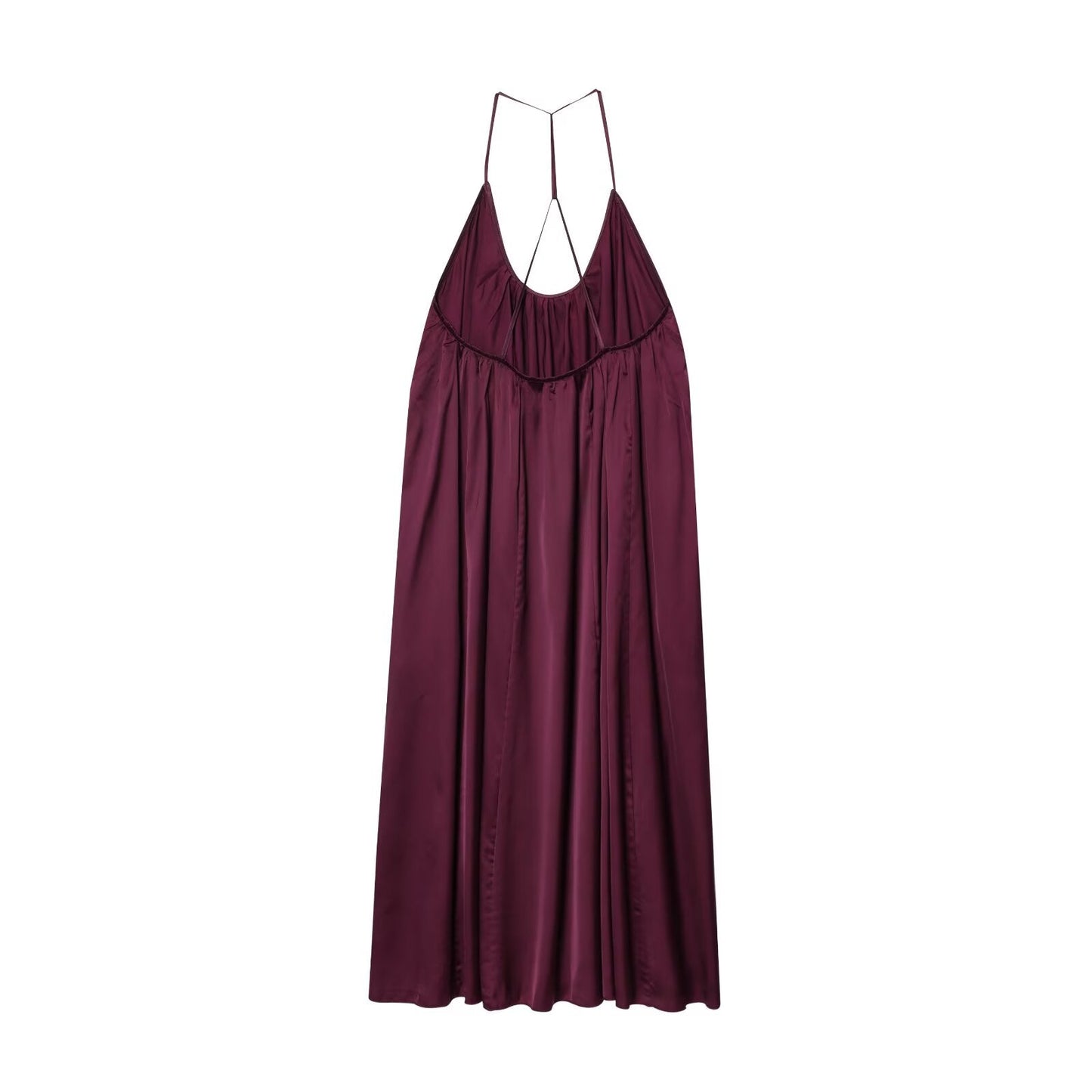 Women's New Fashion Loose Satin Texture suspender Midi Dress